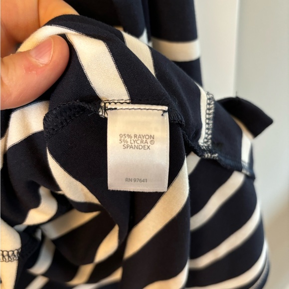 J. Jill Weaver Single Button Cardigan M Navy Striped Long Sleeve Stretch - Picture 5 of 8